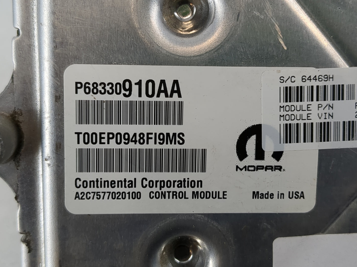 2018-2019 Chrysler Pacifica PCM Engine Control Computer ECU ECM PCU OEM P/N:P68330910AA Fits Fits 2018 2019 2020 OEM Used Auto Parts