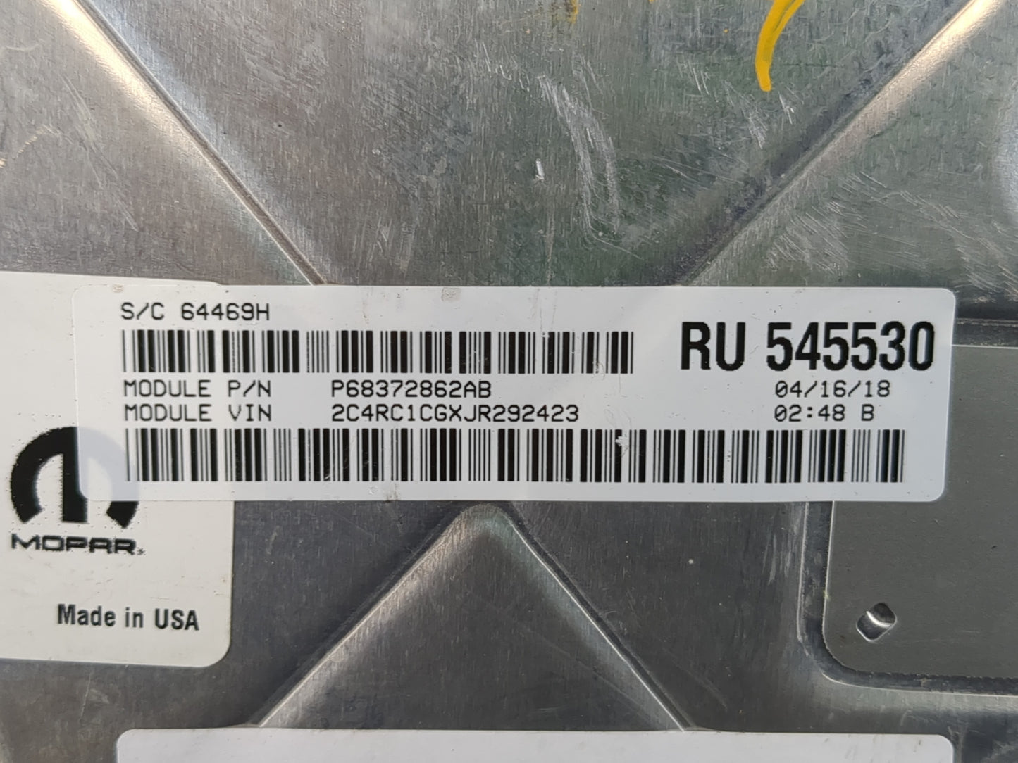 2018-2019 Chrysler Pacifica PCM Engine Control Computer ECU ECM PCU OEM P/N:P68330910AA Fits Fits 2018 2019 2020 OEM Used Auto Parts