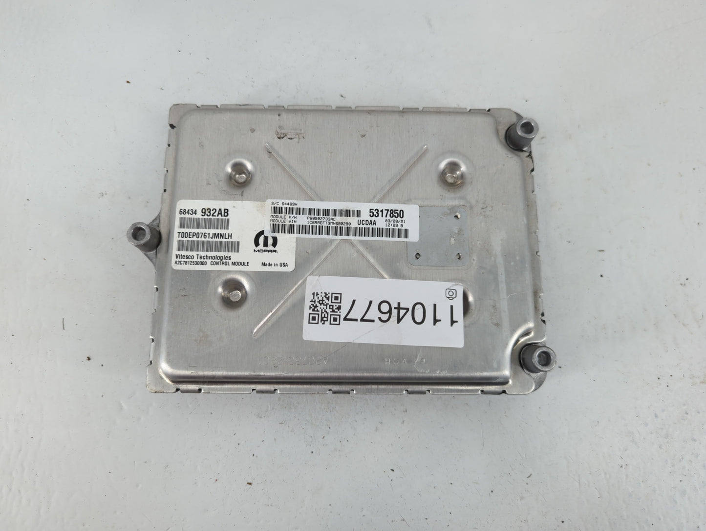 2021 Dodge Ram 1500 PCM Engine Control Computer ECU ECM PCU OEM P/N:P68502733AC 5317850 Fits Fits 2020 2022 OEM Used Auto Parts