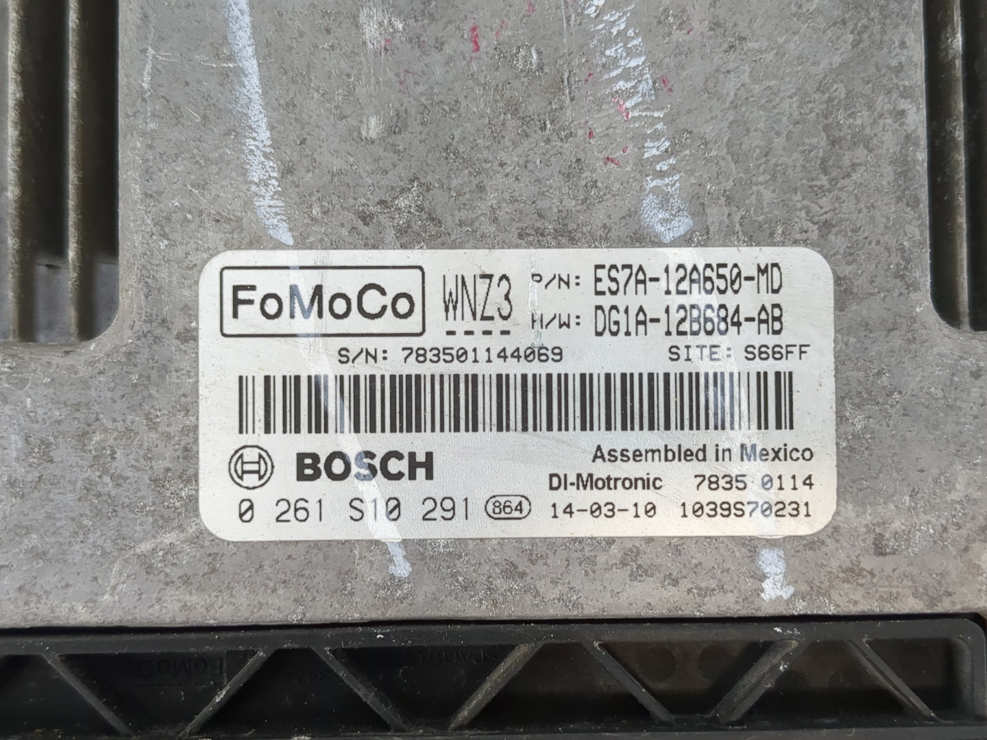 2014 Ford Fusion PCM Engine Control Computer ECU ECM PCU OEM P/N:ES7A-12A650-MD 0 261 S10 294 Fits OEM Used Auto Parts - Oemusedautoparts1.com