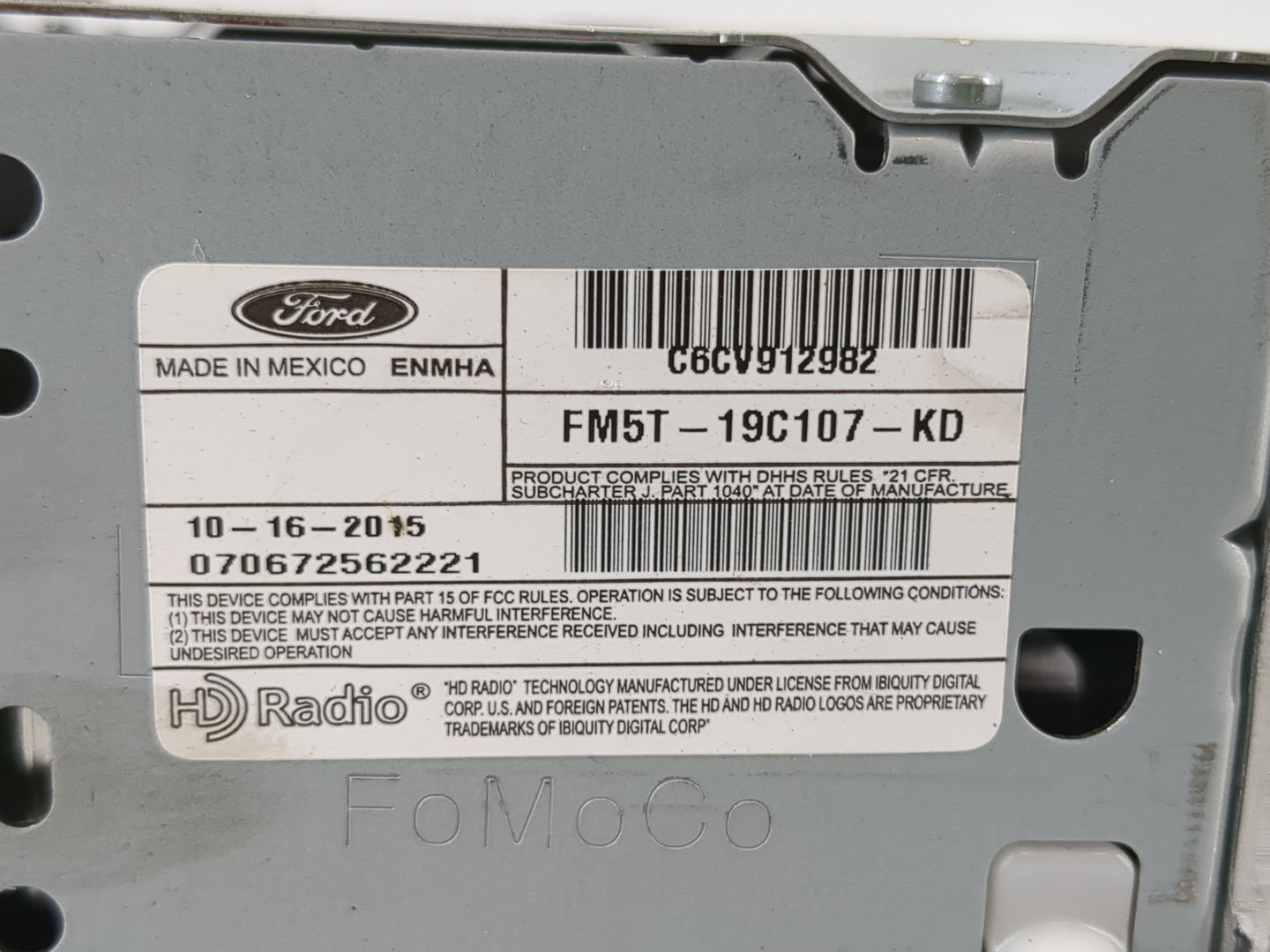 2017-2018 Ford Focus Radio AM FM Cd Player Receiver Replacement P/N:FM5T-19C107-KD FM5T-19C107-JG Fits Fits 2017 2018 OEM Used Auto Parts - Oemusedautoparts1.com