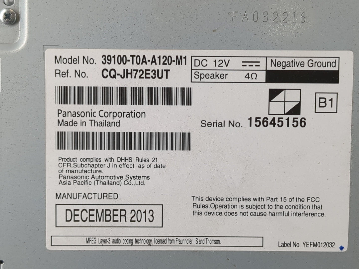 2012-2014 Honda Cr-V Radio AM FM Cd Player Receiver Replacement P/N:39100-T0A-A120-M1 Fits Fits 2012 2013 2014 OEM Used Auto Parts - Oemusedautoparts1.com