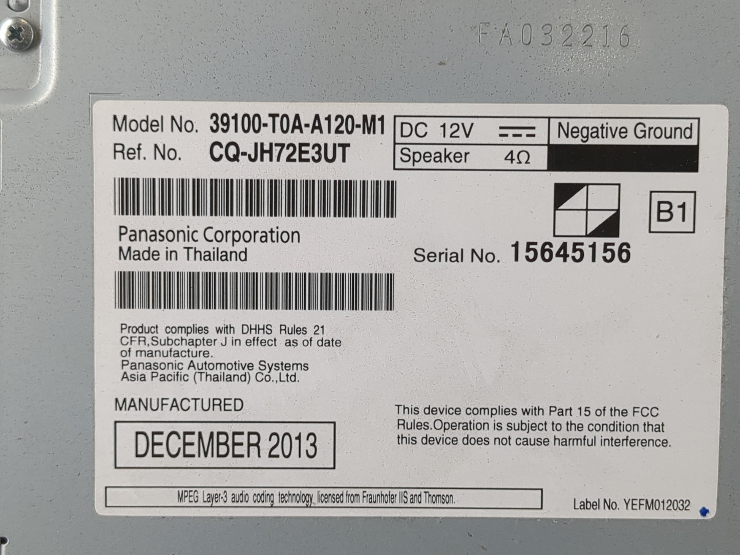 2012-2014 Honda Cr-V Radio AM FM Cd Player Receiver Replacement P/N:39100-T0A-A120-M1 Fits Fits 2012 2013 2014 OEM Used Auto Parts - Oemusedautoparts1.com