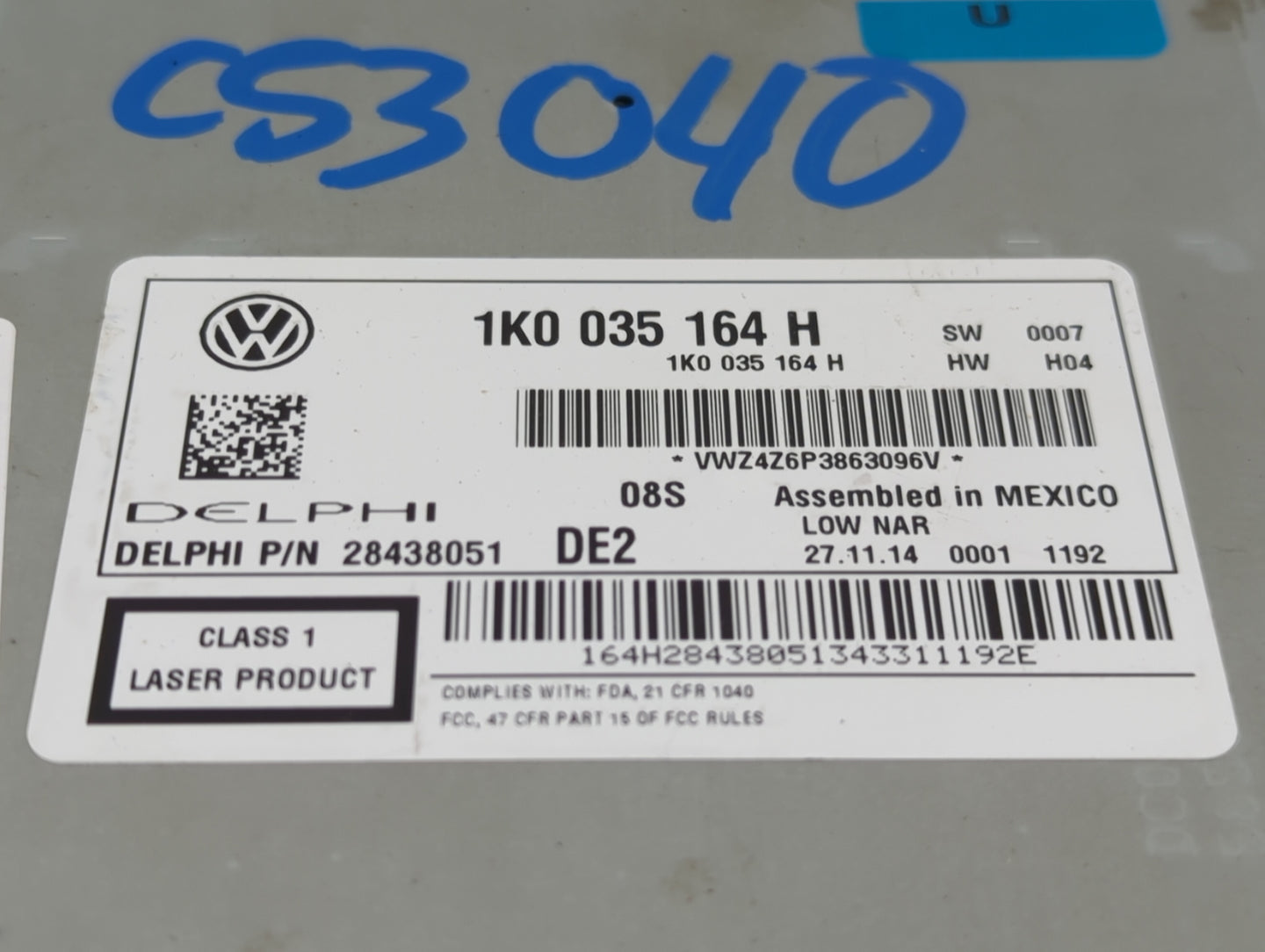 2015-2017 Volkswagen Jetta Radio AM FM Cd Player Receiver Replacement P/N:1K0035164H Fits Fits 2014 2015 2016 2017 OEM Used 