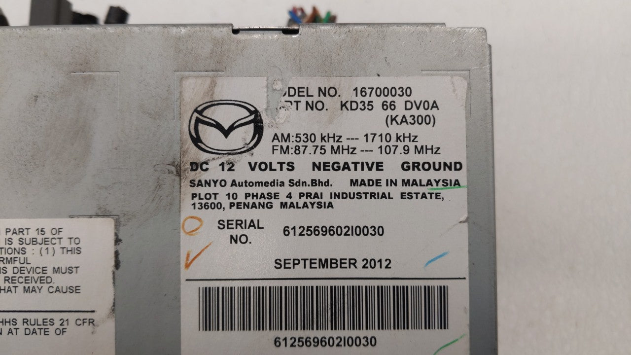 2013-2015 Mazda Cx-5 Radio AM FM Cd Player Receiver Replacement P/N:KD35 66 DV0A KD3566DV0A Fits Fits 2013 2014 2015 OEM Used Auto Parts - Oemusedautoparts1.com 