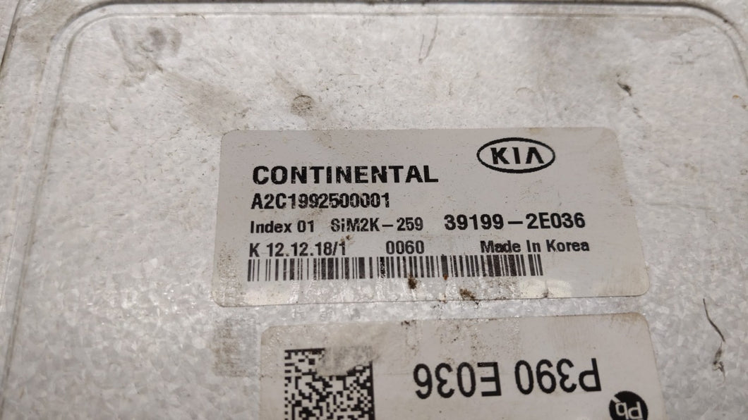 2019 Kia Forte PCM Engine Control Computer ECU ECM PCU OEM P/N:39199-2E036 Fits OEM Used Auto Parts