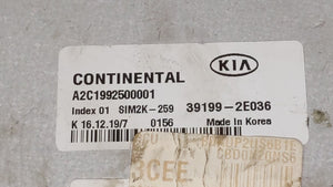 2020 Kia Forte PCM Engine Control Computer ECU ECM PCU OEM P/N:39199-2E036 Fits OEM Used Auto Parts