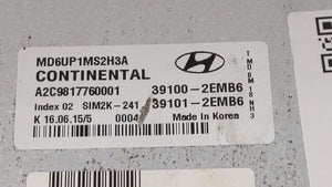 2014 Hyundai Elantra PCM Engine Control Computer ECU ECM PCU OEM P/N:39100-2EMB6 39101-2EMB6 Fits OEM Used Auto Parts