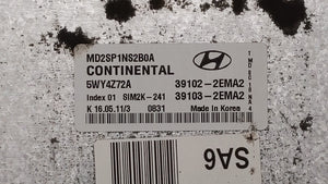 2011-2013 Hyundai Elantra PCM Engine Control Computer ECU ECM PCU OEM P/N:39102-2EMA3 39103-2EMA3 Fits Fits 2011 2012 2013 OEM Used Auto Parts - Oemusedautoparts1.com 