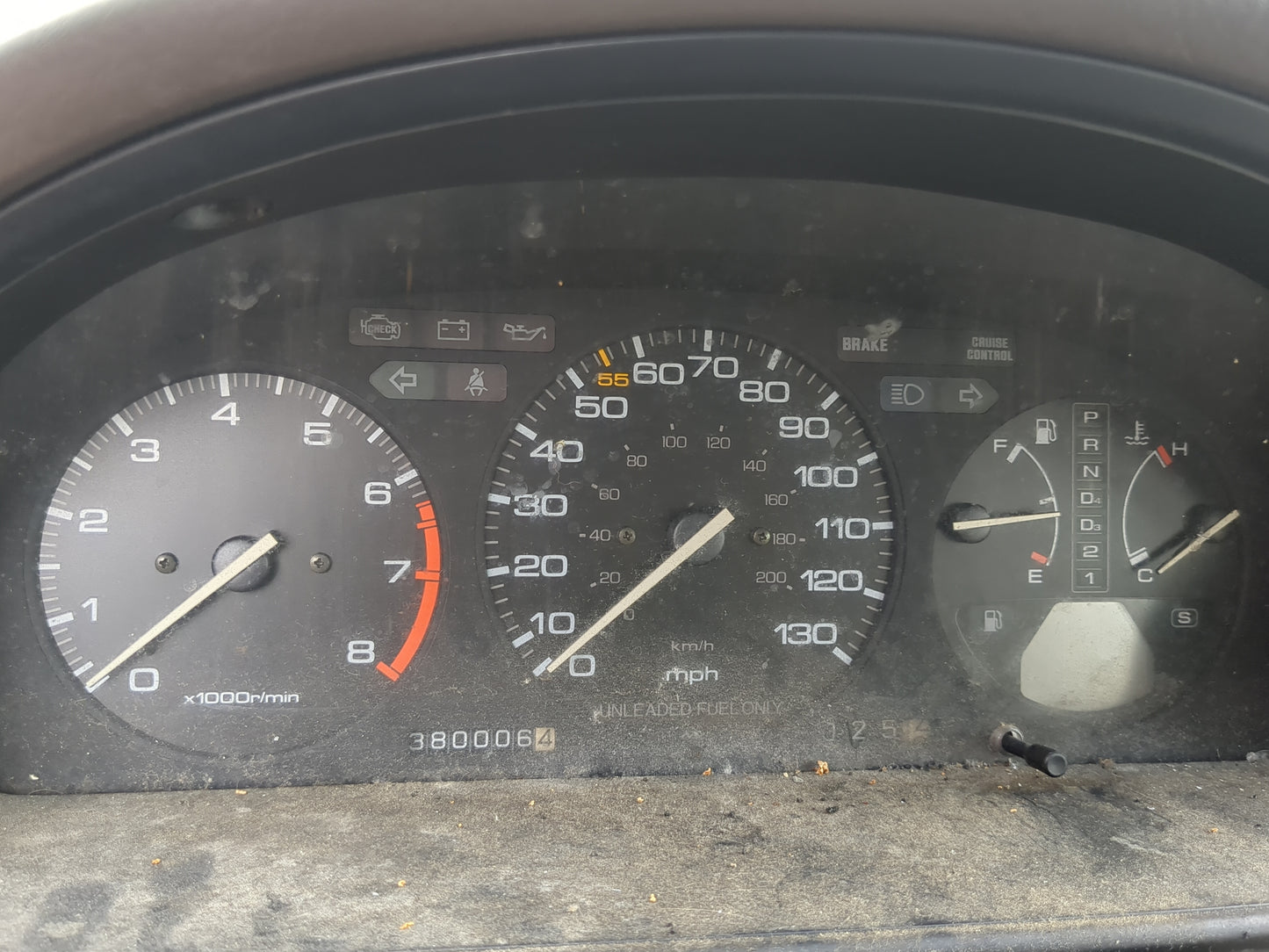 1990 Honda Accord Instrument Cluster Speedometer Gauges Miles:380K Fits OEM Used Auto Parts - Oemusedautoparts1.com