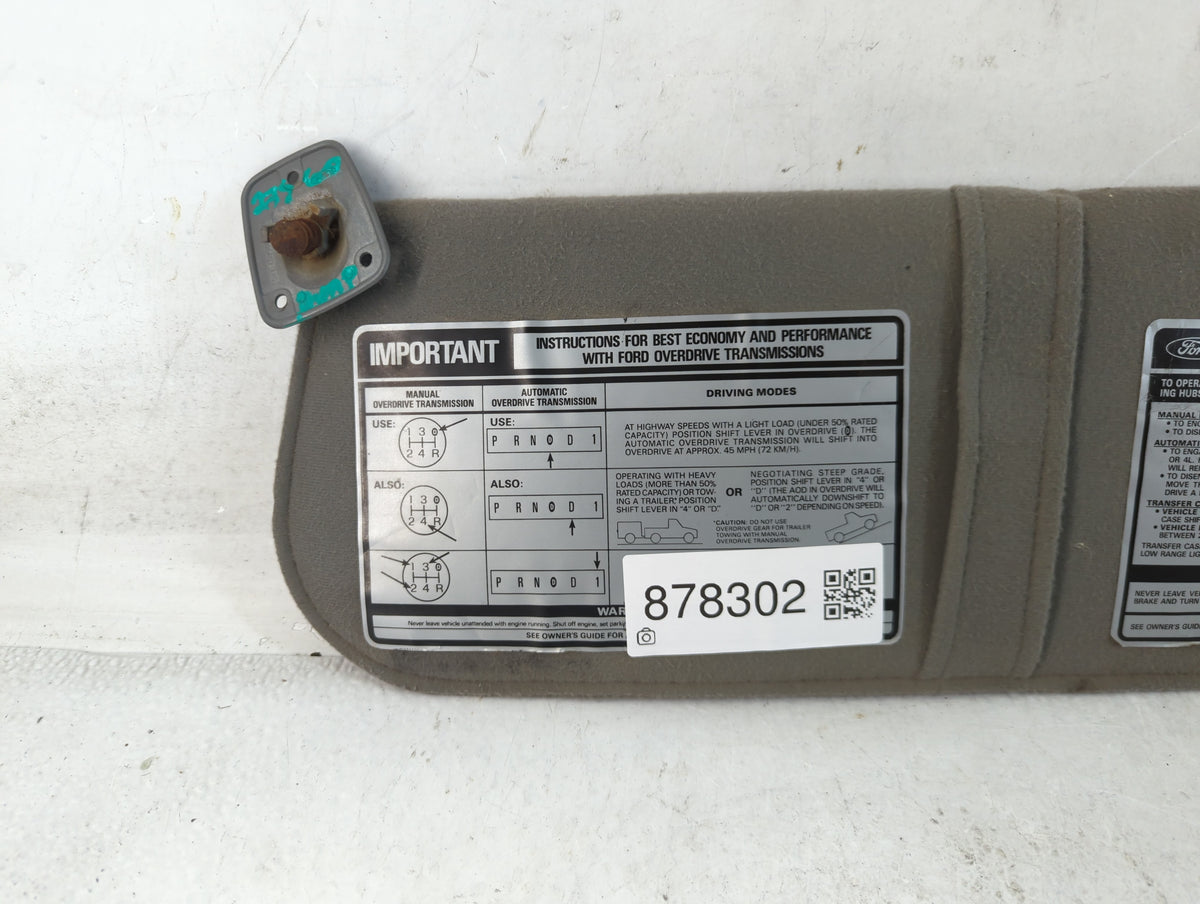 1991 Ford Bronco Sun Visor Shade Replacement Driver Left Mirror Fits OEM Used Auto Parts - Oemusedautoparts1.com