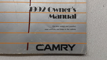 1992 Toyota Camry Owners Manual Book Guide OEM Used Auto Parts