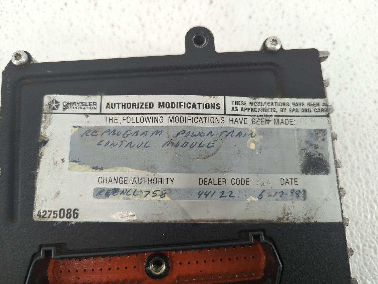 1996 Dodge Stratus PCM Engine Control Computer ECU ECM PCU OEM P/N:04606270 4275086 Fits OEM Used Auto Parts - Oemusedautopa
