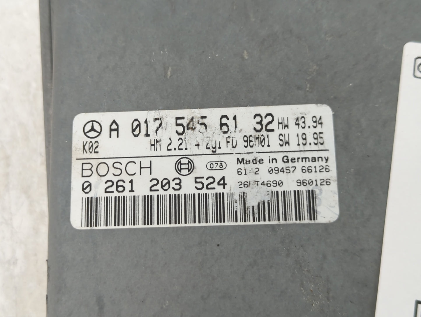 1996 Mercedes-Benz Cclass PCM Engine Control Computer ECU ECM PCU OEM P/N:A 017 545 61 32 Fits Fits 1995 OEM Used Auto Parts