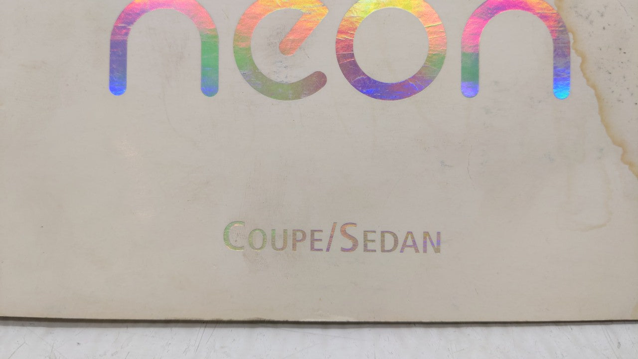 1997 Dodge Neon Owners Manual Book Guide OEM Used Auto Parts - Oemusedautoparts1.com