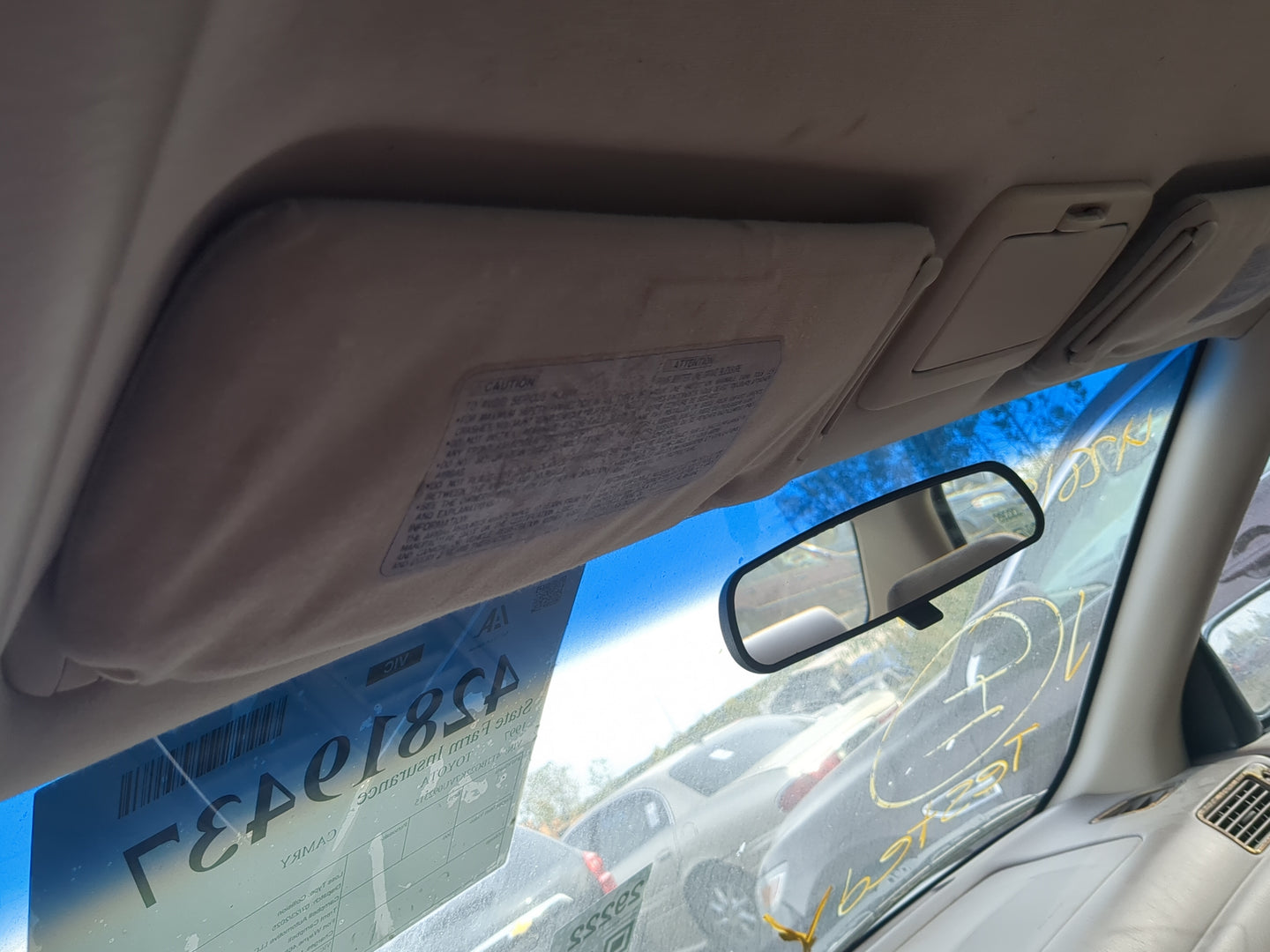 1997 Toyota Camry Sun Visor Shade Replacement Driver Left Mirror Fits OEM Used Auto Parts - Oemusedautoparts1.com