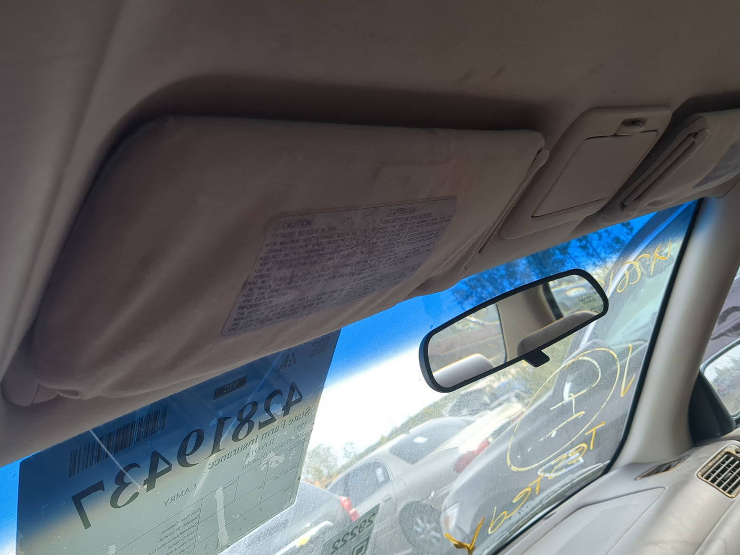 1997 Toyota Camry Sun Visor Shade Replacement Driver Left Mirror Fits OEM Used Auto Parts - Oemusedautoparts1.com