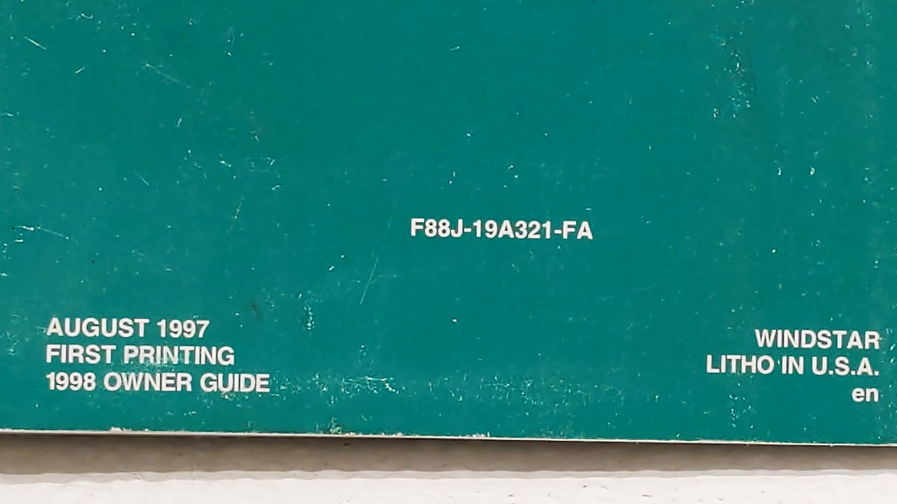 1998 Ford Windstar Owners Manual Book Guide OEM Used Auto Parts - Oemusedautoparts1.com