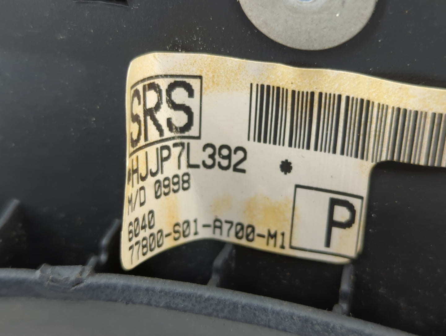 1996-2000 Honda Civic Air Bag Driver Left Steering Wheel Mounted P/N:77800-S01-A700-M1 Fits Fits 1996 1997 1998 1999 2000 OE