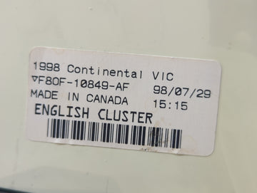 1998 Lincoln Continental Instrument Cluster Speedometer Gauges P/N:F80F-10849-AF Fits OEM Used Auto Parts - Oemusedautoparts