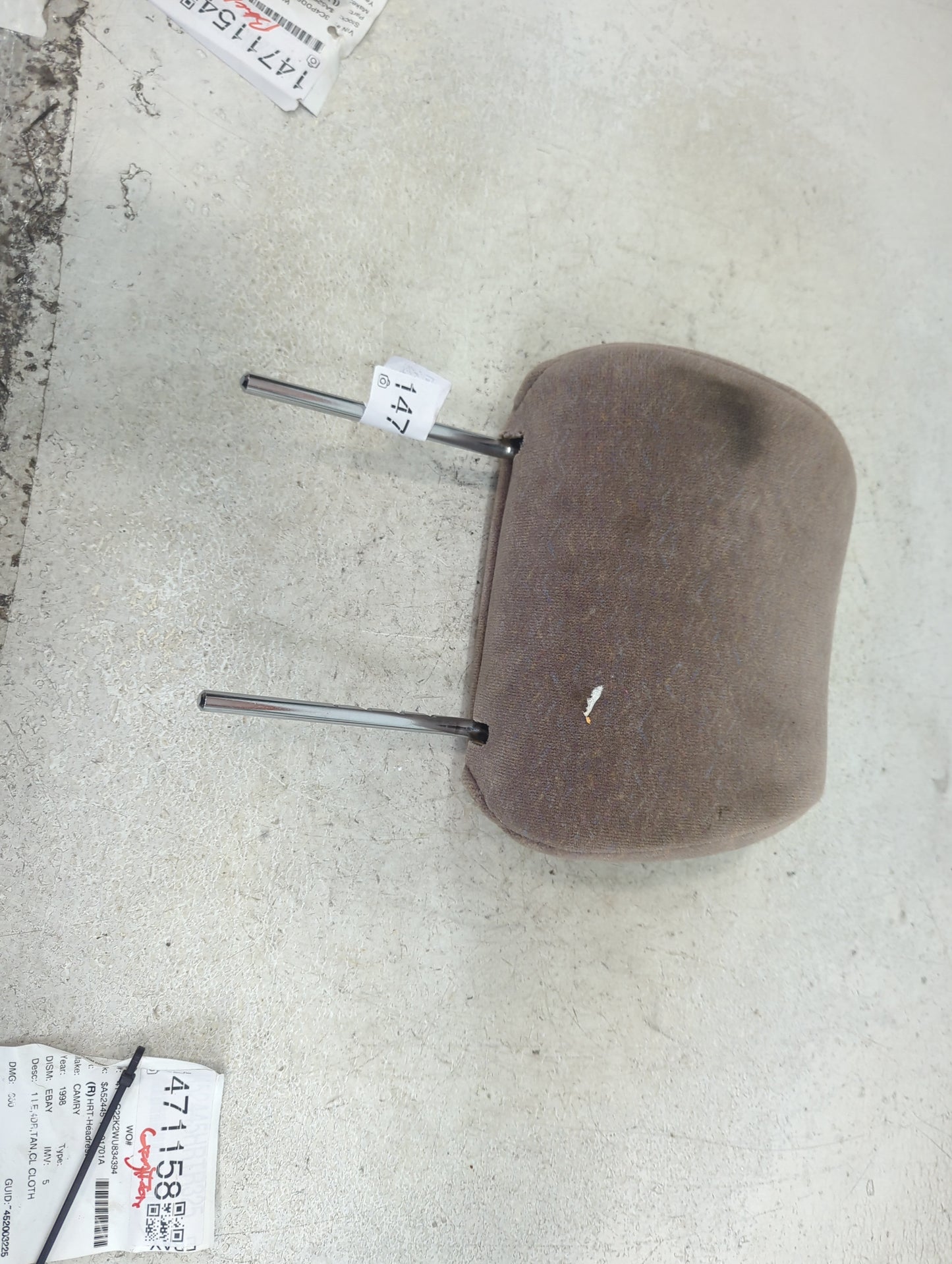 1998 Toyota Camry Headrest Head Rest Front Driver Passenger Seat Fits OEM Used Auto Parts - Oemusedautoparts1.com
