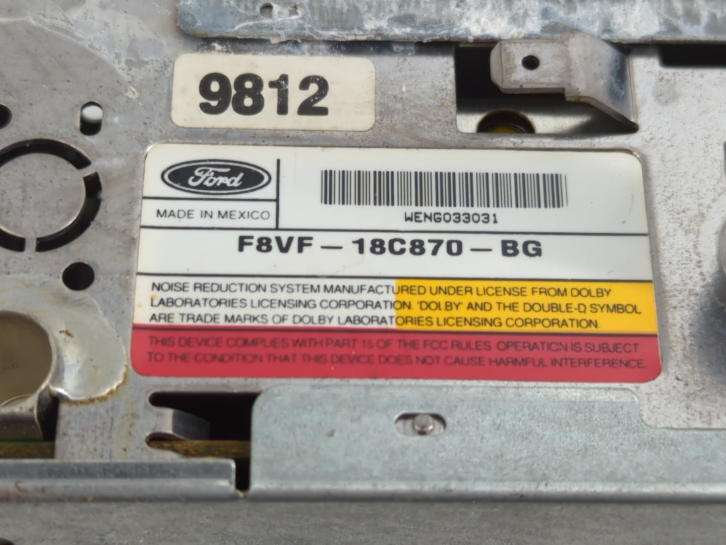 1998 Volkswagen Sedan Radio AM FM Cd Player Receiver Replacement P/N:F8VF-18C870-BG Fits OEM Used Auto Parts - Oemusedautopa
