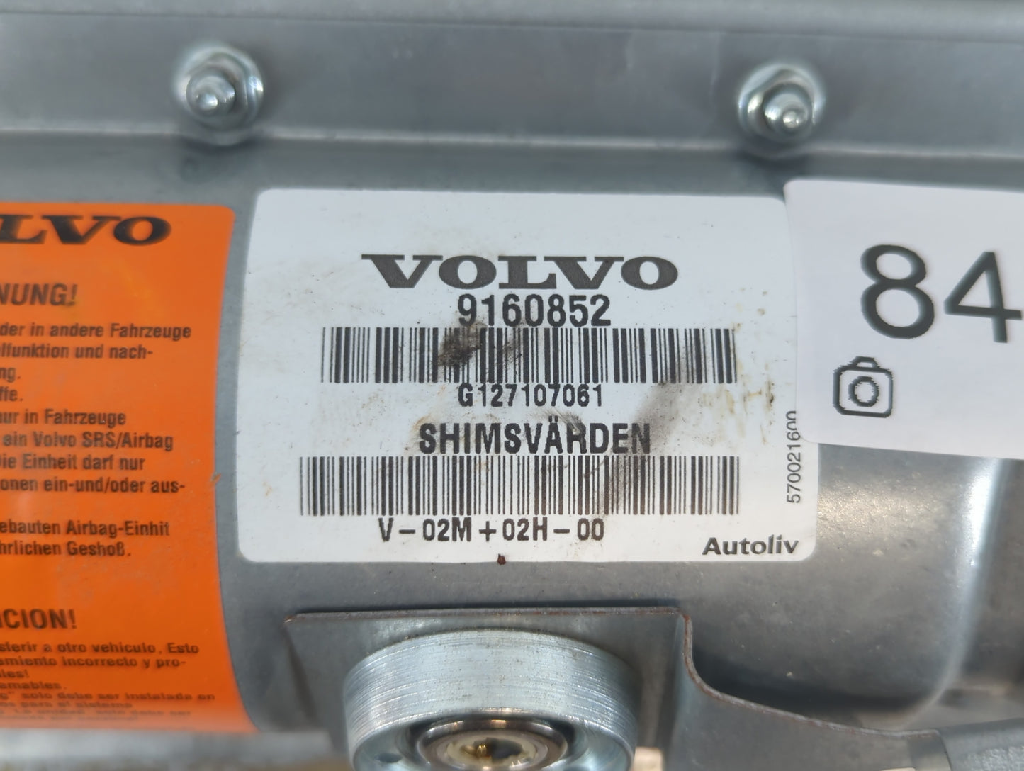 1998 Volvo Volvo 90 Series Air Bag Passenger Right Dashboard OEM Fits Fits 1995 1996 1997 OEM Used Auto Parts - Oemusedautop