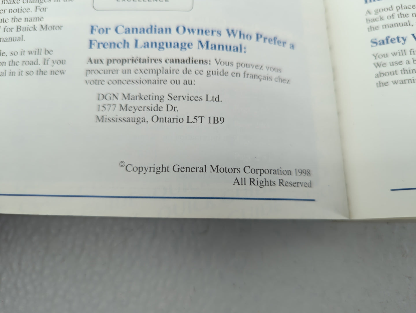 1999 Buick Park Avenue Owners Manual Book Guide OEM Used Auto Parts - Oemusedautoparts1.com