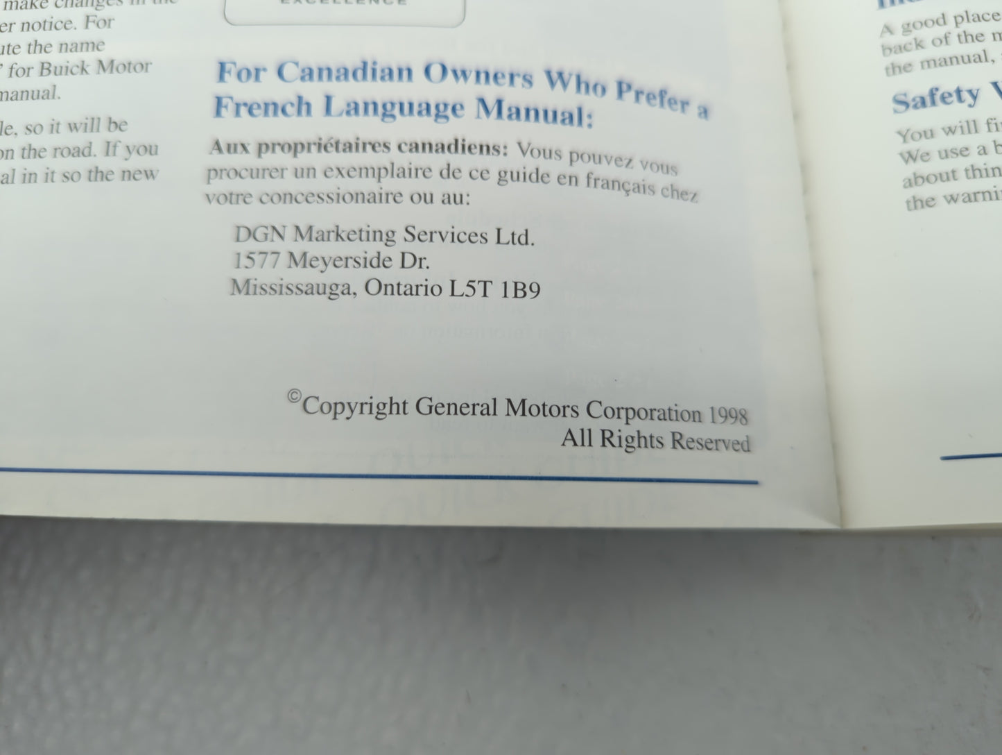 1999 Buick Park Avenue Owners Manual Book Guide OEM Used Auto Parts - Oemusedautoparts1.com