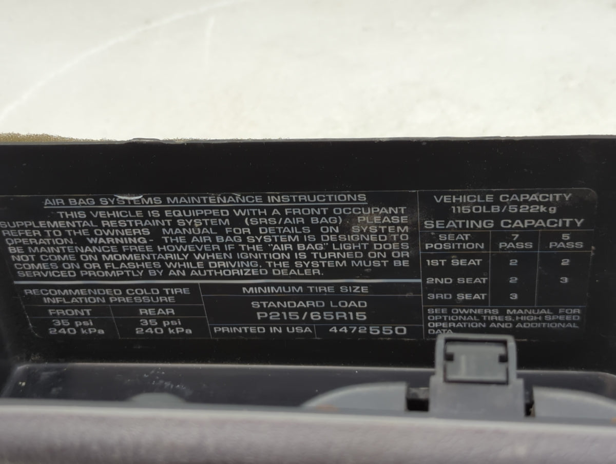 1999 Chrysler Voyager Passenger Glove Box Door Storage Compartment - Oemusedautoparts1.com