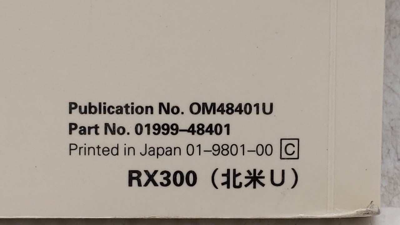 1999 Lexus Rx300 Owners Manual Book Guide OEM Used Auto Parts - Oemusedautoparts1.com