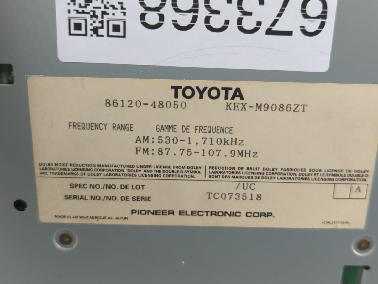 1999 Lexus Rx300 Am Fm Cd Player Radio Receiver - Oemusedautoparts1.com