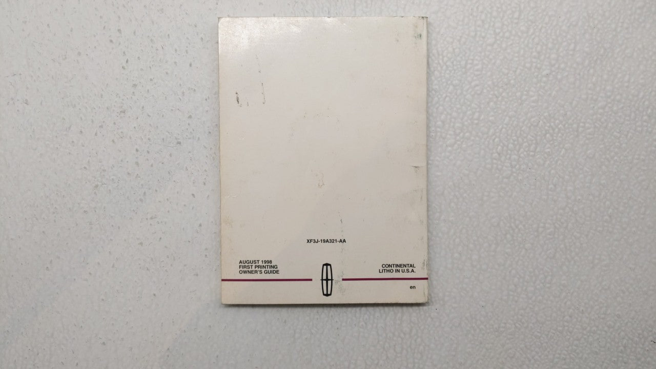 1999 Lincoln Continental Owners Manual Book Guide P/N:XF3J-19A321-AA OEM Used Auto Parts - Oemusedautoparts1.com