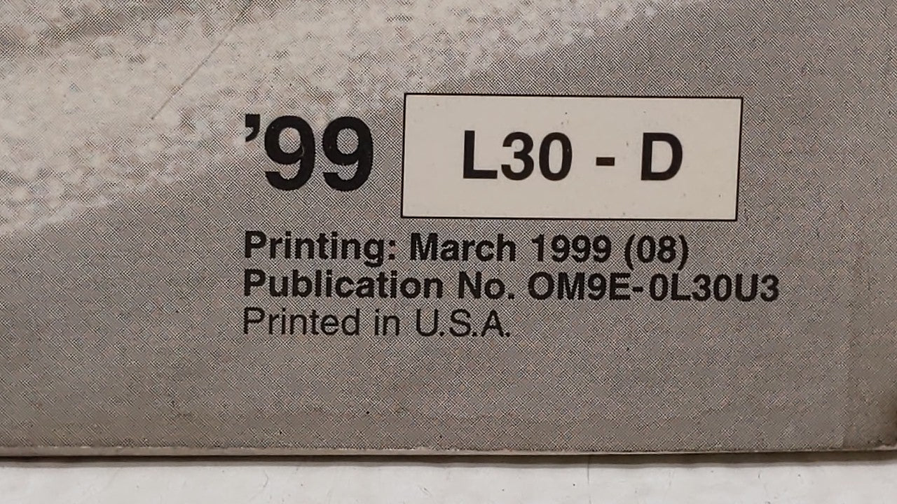1999 Nissan Altima Owners Manual Book Guide P/N:OM9E-0L30U3 OEM Used Auto Parts - Oemusedautoparts1.com