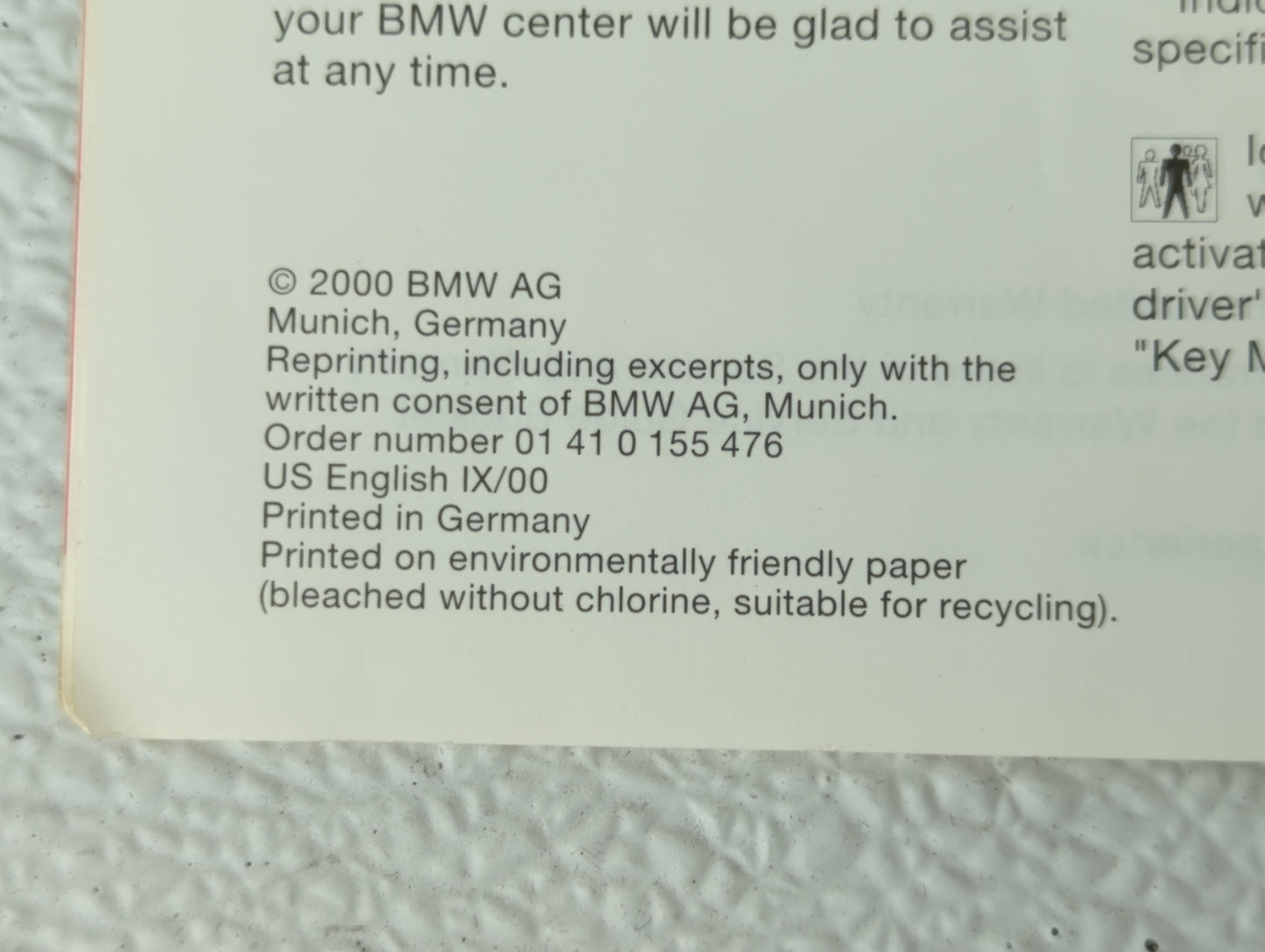 2000 Bmw 320i Owners Manual Book Guide OEM Used Auto Parts - Oemusedautoparts1.com