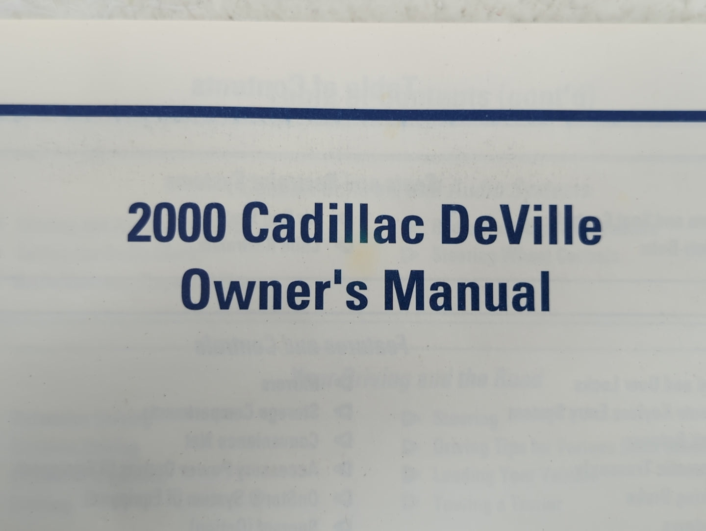 2000 Cadillac Deville Owners Manual Book Guide P/N:25695353 OEM Used Auto Parts - Oemusedautoparts1.com
