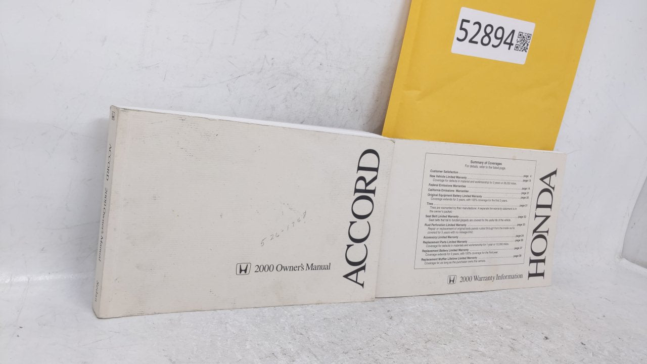 2000 Honda Civic Owners Manual Book Guide OEM Used Auto Parts - Oemusedautoparts1.com