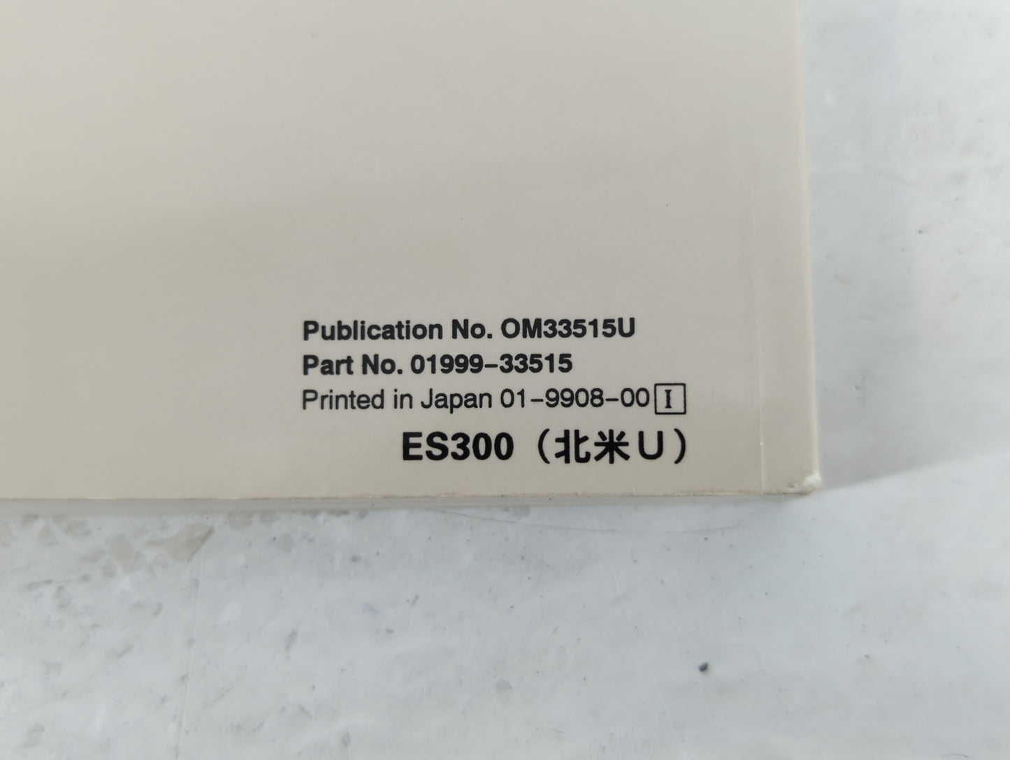 2000 Lexus Es300 Owners Manual Book Guide P/N:01999-33515 OEM Used Auto Parts - Oemusedautoparts1.com