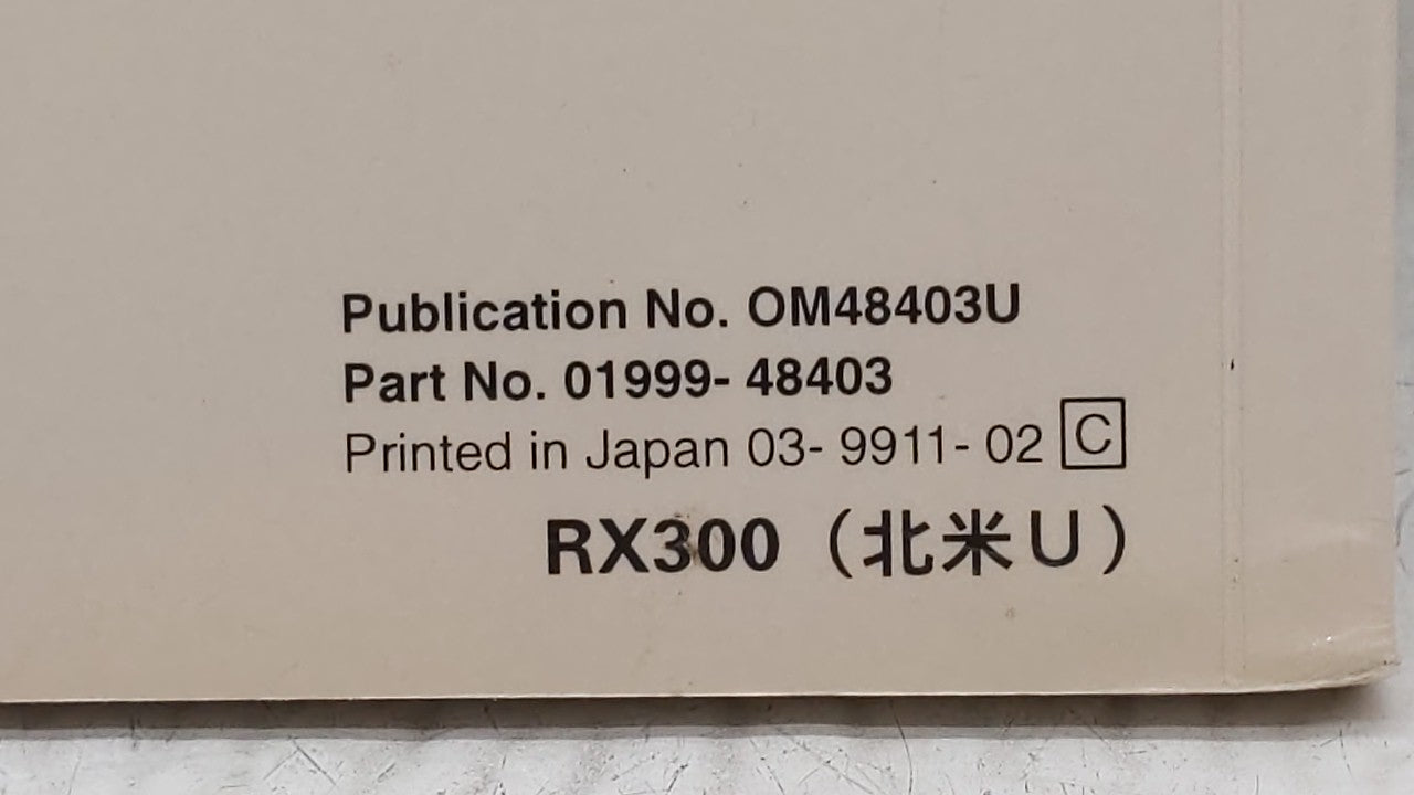 2000 Lexus Rx300 Owners Manual Book Guide OEM Used Auto Parts - Oemusedautoparts1.com