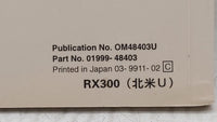 2000 Lexus Rx300 Owners Manual Book Guide OEM Used Auto Parts - Oemusedautoparts1.com