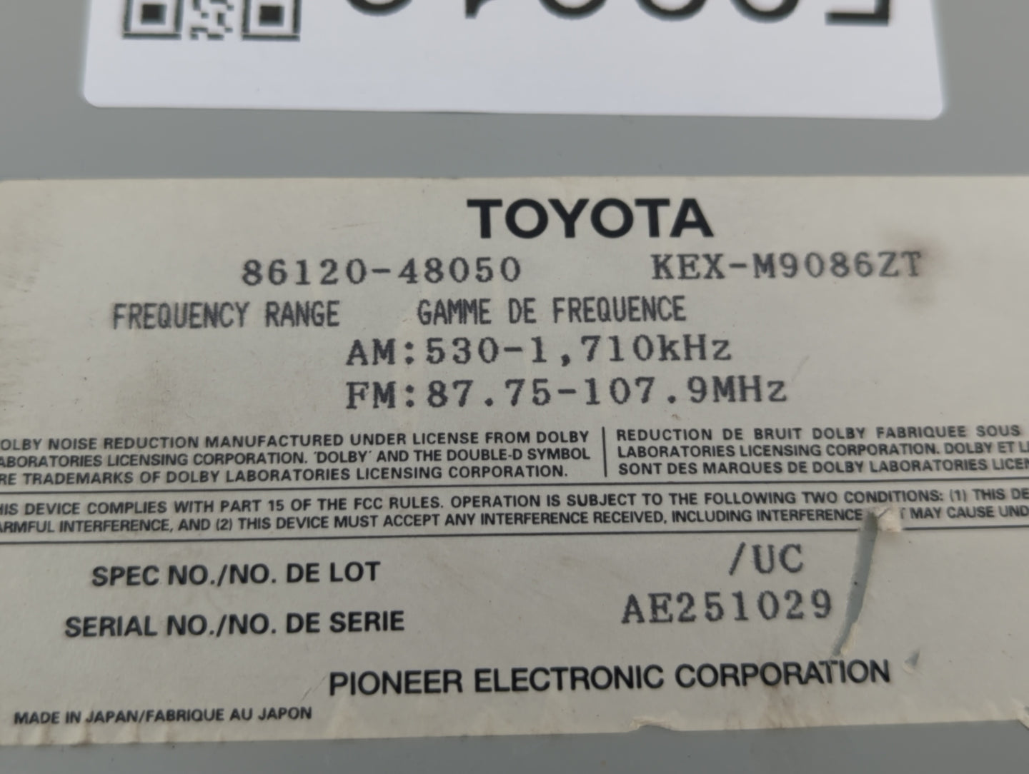 2000 Lexus Rx300 Radio AM FM Cd Player Receiver Replacement P/N:86120-48050 Fits OEM Used Auto Parts - Oemusedautoparts1.com