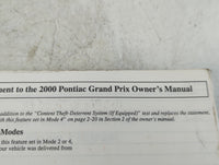2000 Pontiac Grand Prix Owners Manual Book Guide P/N:00GPX001 OEM Used Auto Parts - Oemusedautoparts1.com