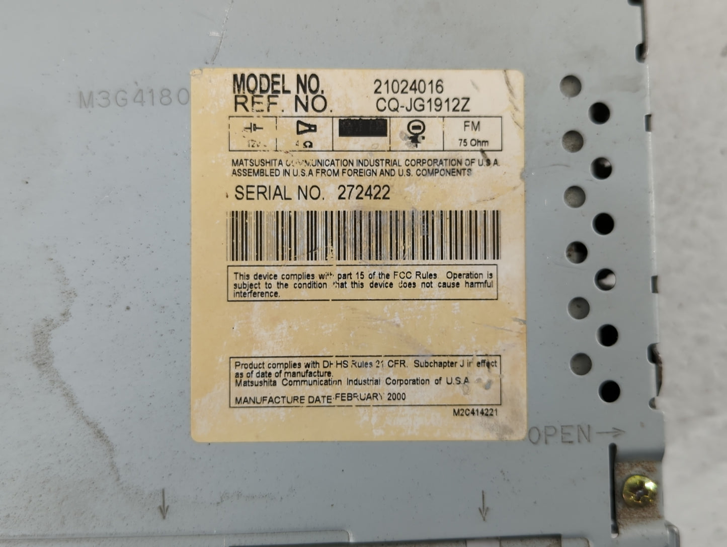 2000 Saturn Sl Radio AM FM Cd Player Receiver Replacement P/N:CQ-JG1912Z 21024016 Fits Fits 2001 2002 2003 2004 2005 OEM Use