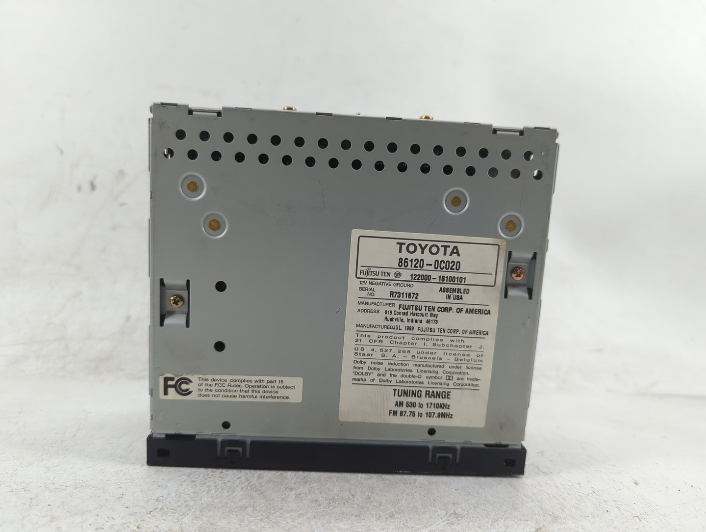 2000-2001 Toyota Camry Radio AM FM Cd Player Receiver Replacement P/N:86120-0C020 Fits Fits 1999 2000 2001 2002 2003 OEM Use