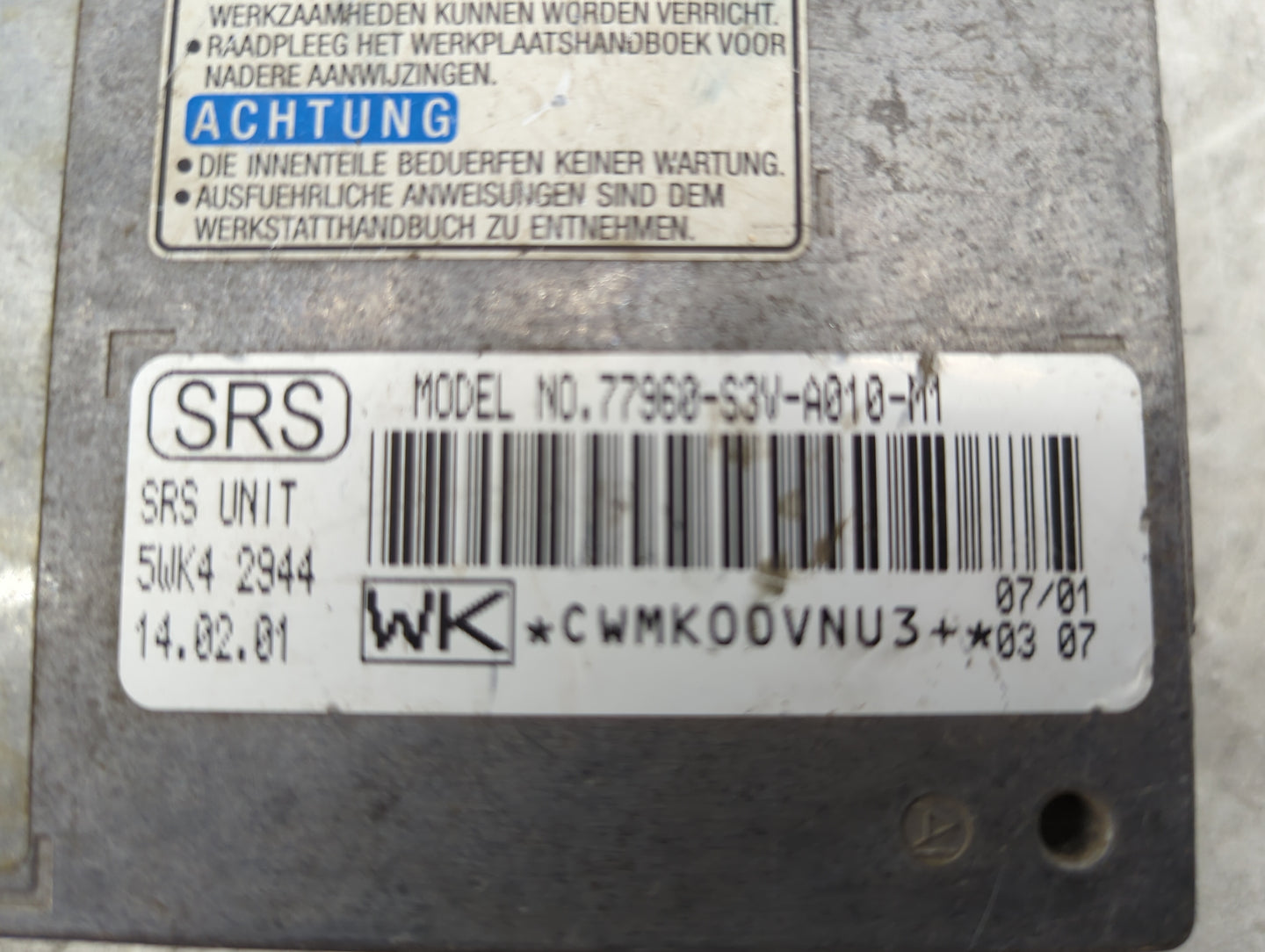 2001-2002 Acura Mdx Safety Restraint Srs Airbag Control Module - Oemusedautoparts1.com
