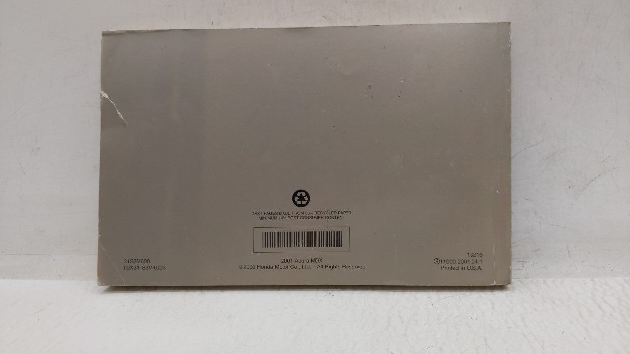 2001 Acura Mdx Owners Manual Book Guide OEM Used Auto Parts - Oemusedautoparts1.com