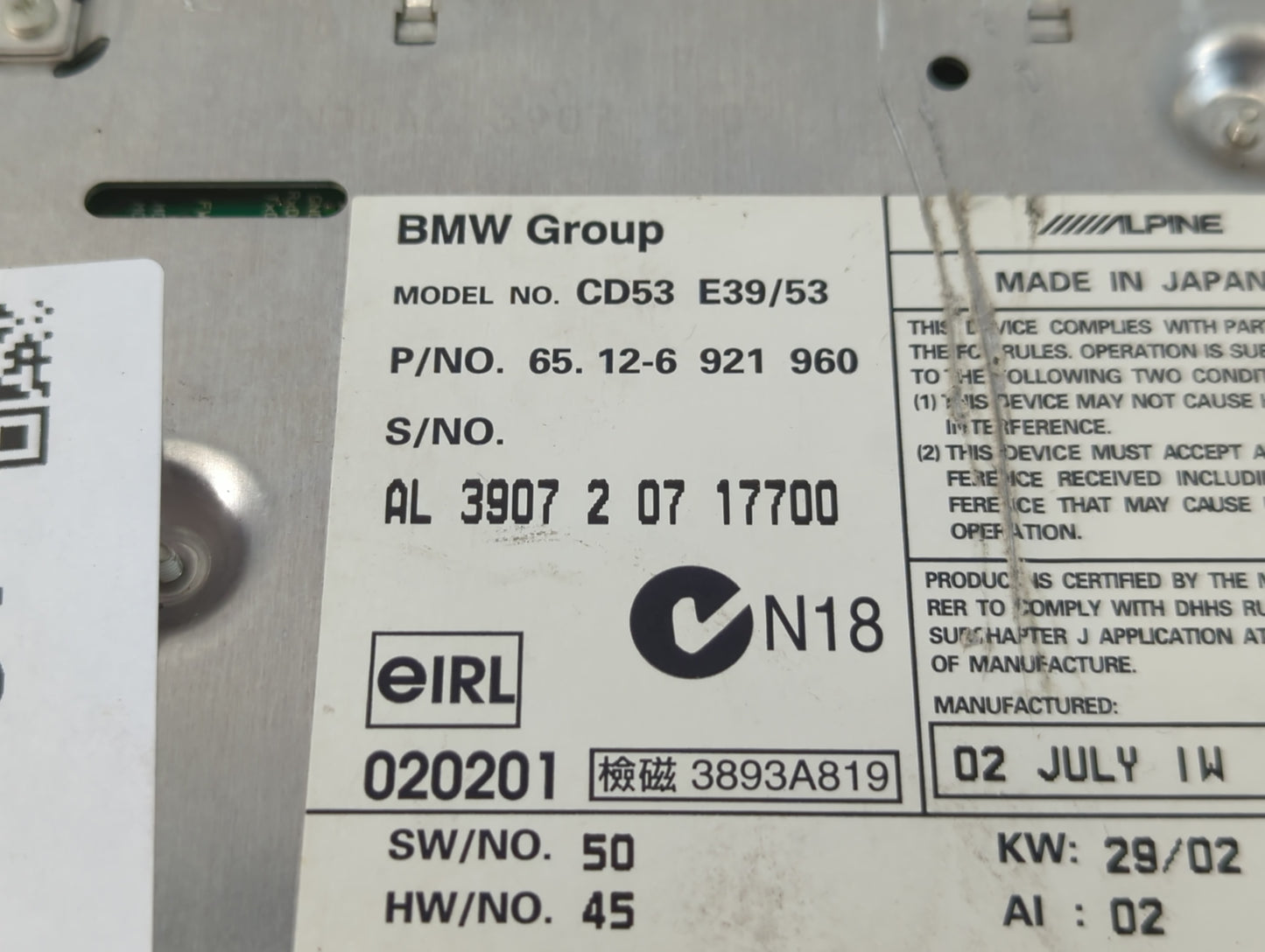 2001 Bmw X3 CD PLAYER - Oemusedautoparts1.com