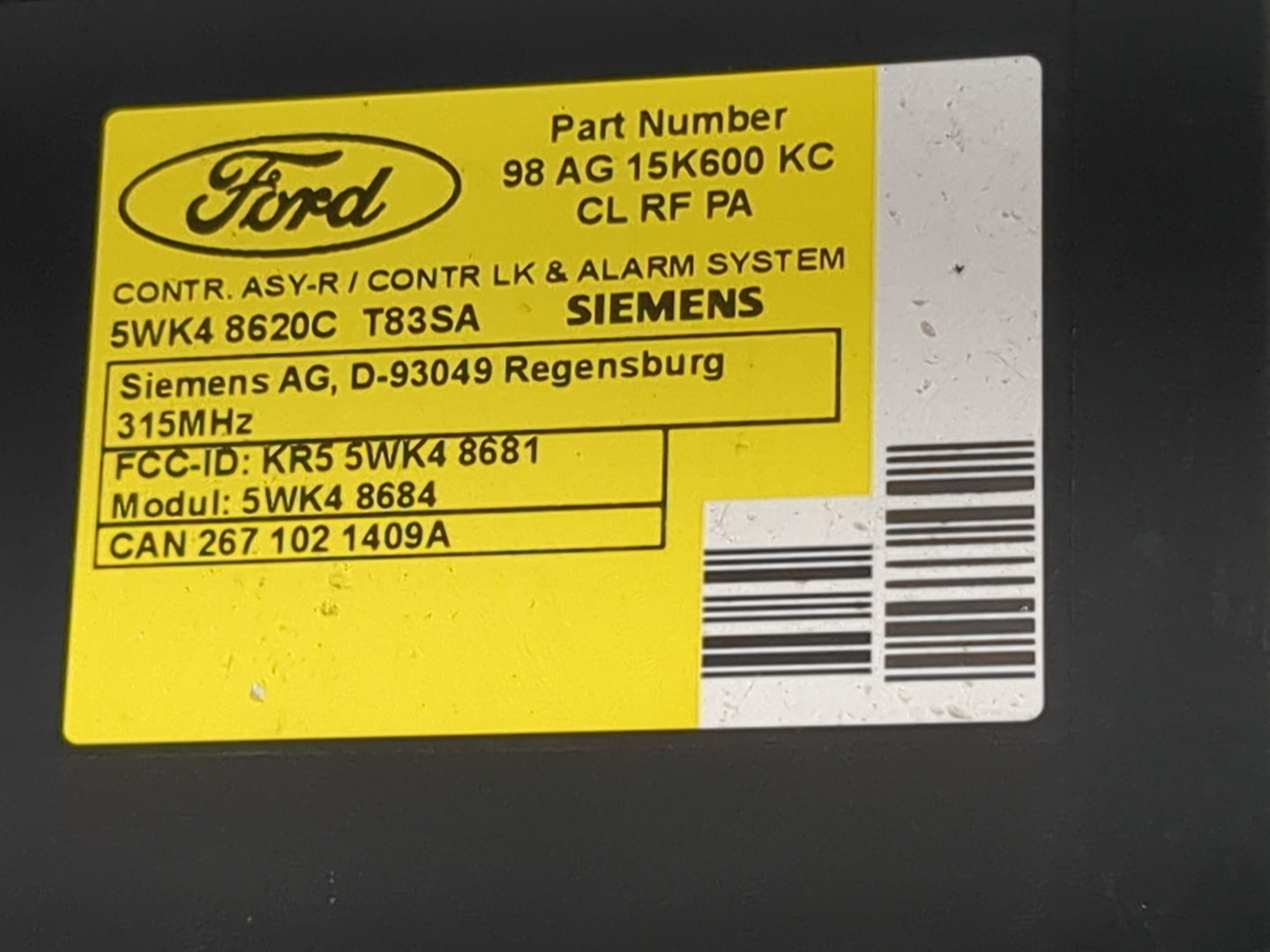 2001-2001 Ford Focus Theft-locking Control Module - Oemusedautoparts1.com