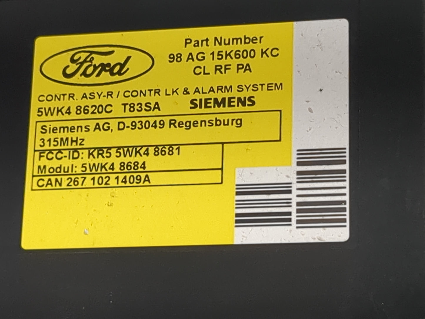 2001-2001 Ford Focus Theft-locking Control Module - Oemusedautoparts1.com