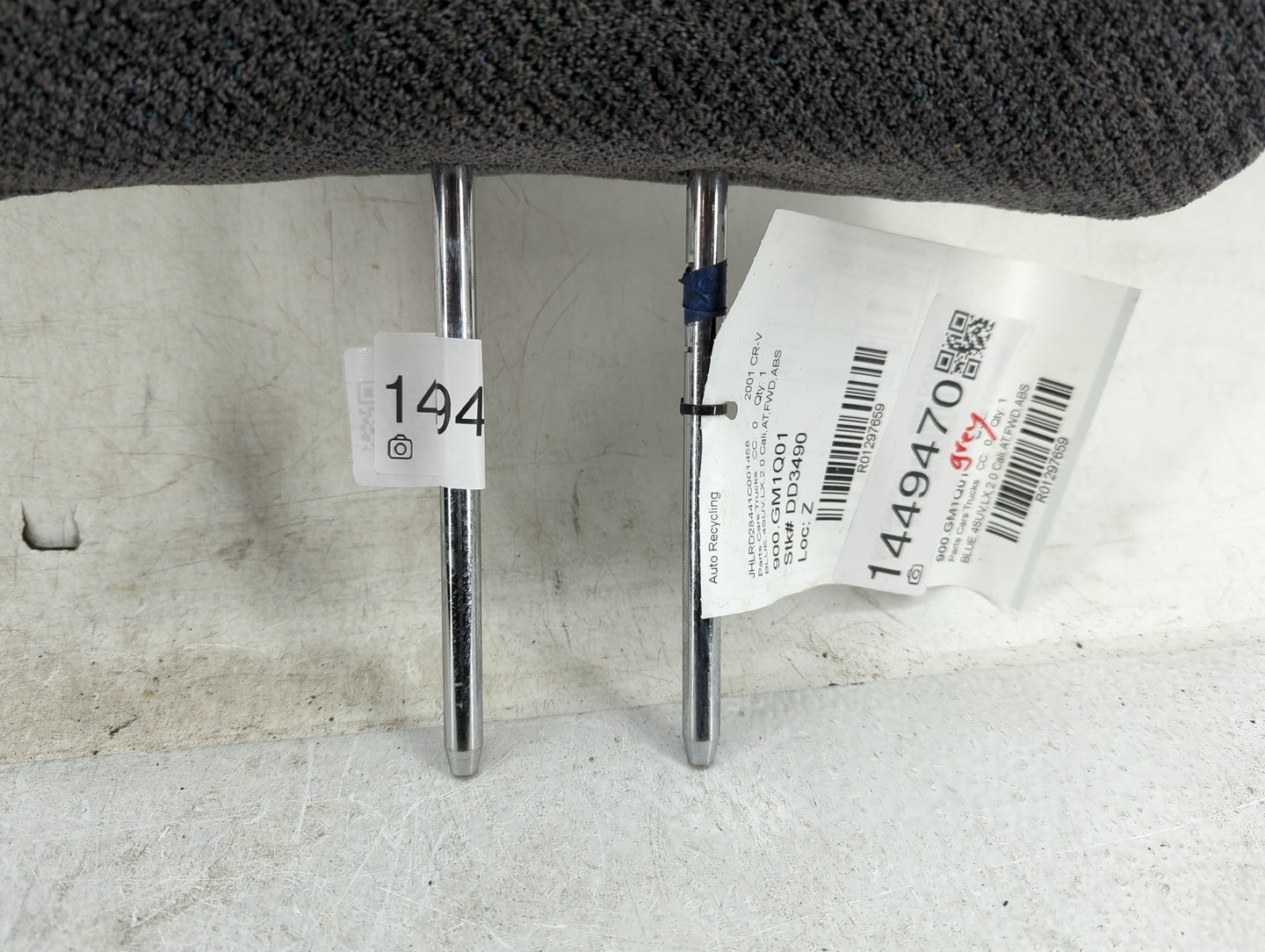 1998-2001 Honda Cr-v Headrest Head Rest Front Driver Seat Dark Grey - Oemusedautoparts1.com